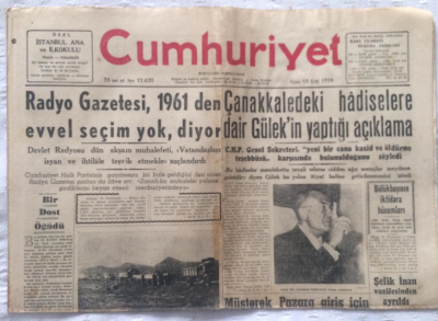 Cumhuriyet Gazetesi 13 Eylül 1959 - Müşterek Pazara Giriş İçin Hazırlanan Türk Teklifleri - GZ19372 - 1