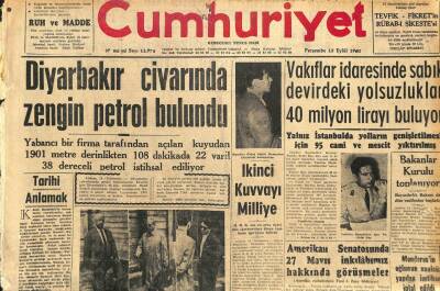 Cumhuriyet Gazetesi 13 Eylül 1960 - Diyarbakır Civarında Zengin Petrol Bulundu GZ110080 - 1