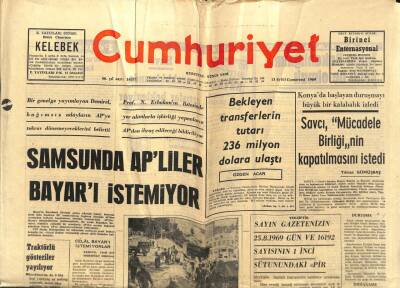 Cumhuriyet Gazetesi - 13 Eylül 1969 - Samsunda APliler Bayarı İstemiyor GZ99393 - 1