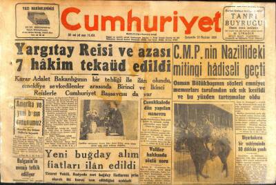 Cumhuriyet Gazetesi 13 Haziran 1956 - Rus Dış Bakanı Atinaya Gidiyor - Yeni Buğday Alım Fiatları İlân Edildi GZ119797 - 1