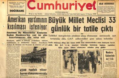 Cumhuriyet Gazetesi 13 Haziran 1959 - Balkan Güreş Şampiyonası Yarıda Kaldı - Amerikan Yardımının Kısılması İsteniyor GZ120080 - 1