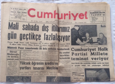 Cumhuriyet Gazetesi 13 Haziran 1961 - Mali Sahada Dış İtibarımız Gün Geçtikçe Fazlalaşıyor - GZ19400 - 1