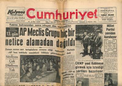 Cumhuriyet Gazetesi 13 Haziran 1962 - Laosta Koalisyon Hükümeti Kurdu - Millet Partisi Yeniden Kuruluyor GZ121816 - 1