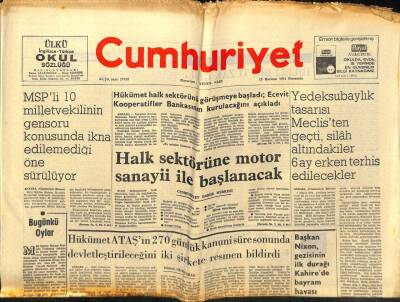 Cumhuriyet Gazetesi - 13 Haziran 1974 - Halk Sektörüne Motor Sanayii İle Başlanacak GZ99370 - 1