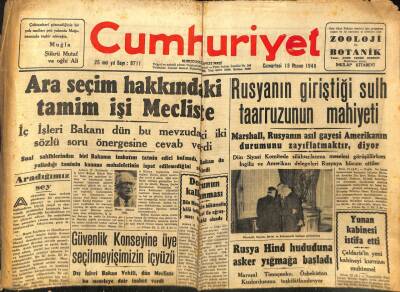 Cumhuriyet Gazetesi - 13 Kasım 1948 - Rusyanın Giriştiği Sulh Taarruzunun Mahiyeti GZ99521 - 1