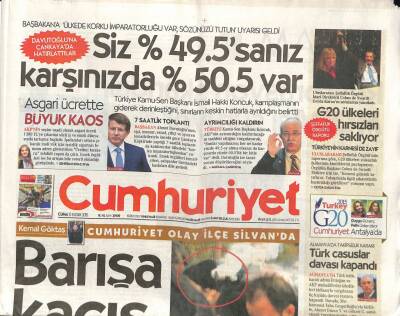 Cumhuriyet Gazetesi 13 Kasım 2015 - Şeffaflık Örgütü Raporu , G20 Ülkeleri Hırsızları Saklıyor GZ94482 - 1