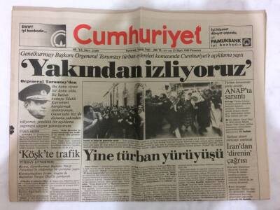 Cumhuriyet Gazetesi 13 Mart 1989 - Türban Konusunda Görüş Ayrılığı , ANAPta Sarsıntı GZ73250 - 1