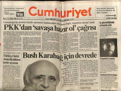 Cumhuriyet Gazetesi 13 Mart 1992 - Ermeni Milisler Azerilerin Son Direnme Noktası Akdam Kentine Karşı Yoğun Saldırı Başlattı GZ74703 - 1