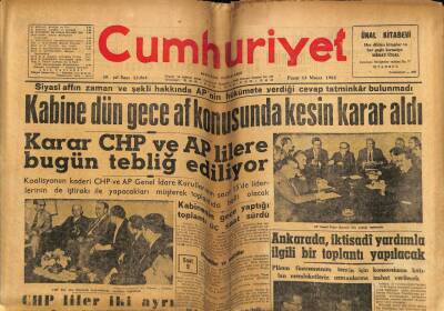Cumhuriyet Gazetesi 13 Mayıs 1962 - Kabine Af Konusunda Kesin Karar Aldı GZ59335 - 1