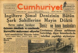 Cumhuriyet Gazetesi 13 Nisan 1940 - İngiltere Şimal Denizinin Bütün Şark Sahillerine Mayin Döktü GZ100958 - 2