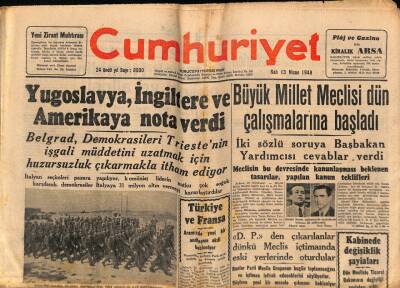 Cumhuriyet Gazetesi 13 Nisan 1948 - Samsun Ve Ordu Köylerinde Açlık GZ69715 - 1
