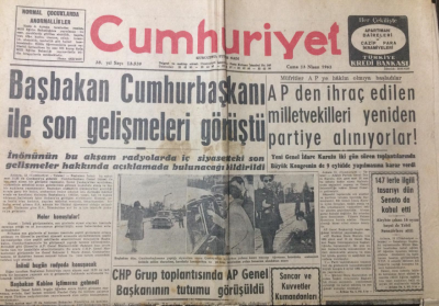 Cumhuriyet Gazetesi 13 Nisan 1962 - Başbakan Cumhurbaşkanı İle Son Gelişmeleri Görüştü - GZ12592 - 1