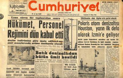 Cumhuriyet Gazetesi 13 Nisan 1963 - Polaris Atom Denizaltısı Houston , Yarın İlk Defa Olarak İzmire Geliyor GZ120502 - 1