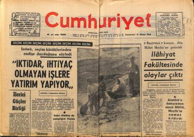 Cumhuriyet Gazetesi 13 Nisan 1968 - İnönü , Seçim Kütüklerinden Endişe Duyduğunu Söyledi GZ88409 - 1