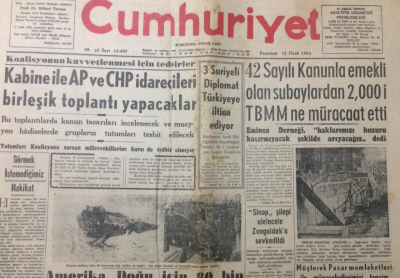 Cumhuriyet Gazetesi 13 Ocak 1962 - Koalisyonun Güçlenmesi İçin Tedbirler - GZ12602 - 1