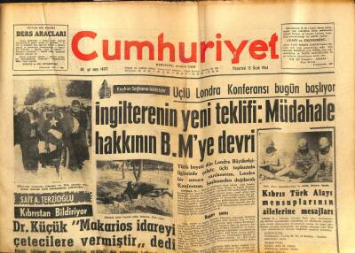 Cumhuriyet Gazetesi - 13 Ocak 1964 - İngilterenin Kıbrıs İçin Yeni Teklifi GZ99557 - 1