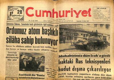 Cumhuriyet Gazetesi - 13 Şubat 1963 - Ordumuz Atom Başlıklı Silaha Sahiptir GZ99580 - 1