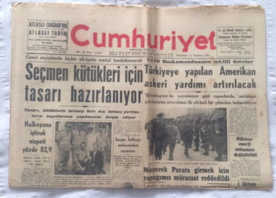Cumhuriyet Gazetesi 13 Temmuz 1961 - Seçmen Kütükleri İçin Tasarı Hazırlanıyor - GZ19395 - 1