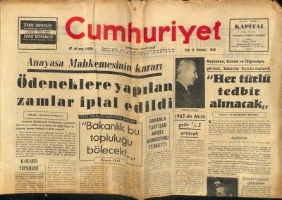 Cumhuriyet Gazetesi 13 Temmuz 1965 - İzmirde Meyve Sebze Boykotu Devam Ediyor GZ59213 - 1