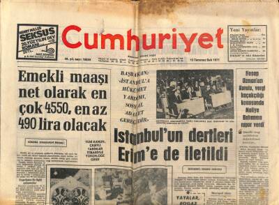 Cumhuriyet Gazetesi 13 Temmuz 1971 - Fasta Darbeciler Yargılanmadan Kurşuna Diziliyor GZ80340 - 1