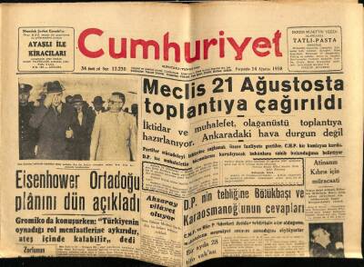 Cumhuriyet Gazetesi 14 Ağustos 1958 - Irakta Ruslara Tezahürat GZ78028 - 1