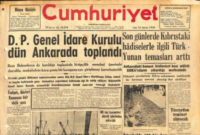 Cumhuriyet Gazetesi 14 Ağustos 1959 - İspanyaya İhracat Tekrar Başladı - D.P. Genel İdare Kurulu Dün Ankarada Toplandı GZ120297 - 1