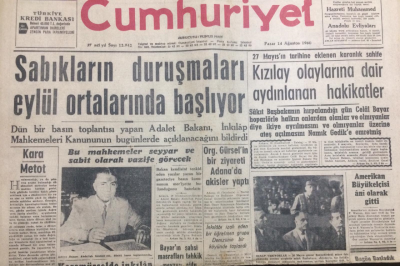 Cumhuriyet Gazetesi 14 Ağustos 1960 - Sabıkların Duruşmaları Eylül Ortalarında Başlıyor - GZ12074 - 2