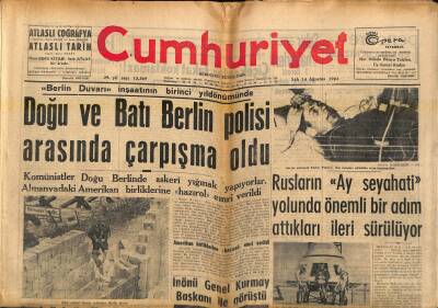 Cumhuriyet Gazetesi 14 Ağustos 1962 - Doğu Ve Batı Berlin Polisi Arasında Çarpışma Oldu GZ121312 - 1