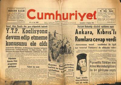 Cumhuriyet Gazetesi 14 Ağustos 1963 - Kayseri Selçukilerden Kalma Su Kanallarından İstifadeye Karar Verdi GZ98203 - 1