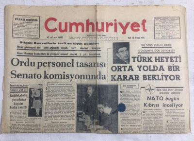 Cumhuriyet Gazetesi 14 Aralık 1965 - Ordu Personel Tasarısı Senato Komisyonunda - GZ19253 - 1