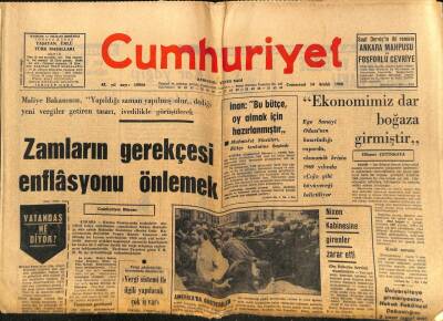 Cumhuriyet Gazetesi - 14 Aralık 1968 - Zamların Gerekçesi Enflasyonu Önlemek GZ99418 - 1