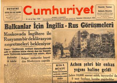 Cumhuriyet Gazetesi 14 Ekim 1944 - Achen Şehri Bir Enkaz Yığını Haline Geldi GZ70146 - 1