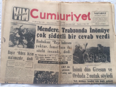 Cumhuriyet Gazetesi 14 Ekim 1957 - Menderes Trabzonda İnönüye Çok Şiddetli Bir Cevap Verdi - GZ19382 - 1