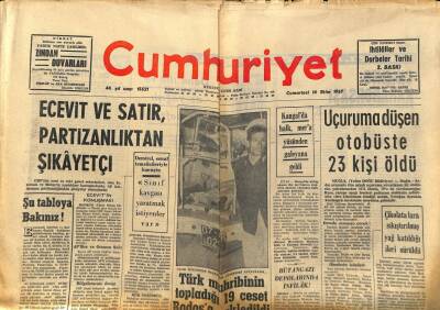 Cumhuriyet Gazetesi 14 Ekim 1967 - Ecevit Ve Satır Partizanlıktan Şikayetçi GZ59073 - 1
