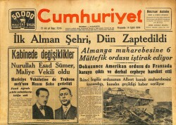 Cumhuriyet Gazetesi 14 Eylül 1944 - Nurullah Esad Sümer , Maliye Vekili Oldu GZ100972 - 1