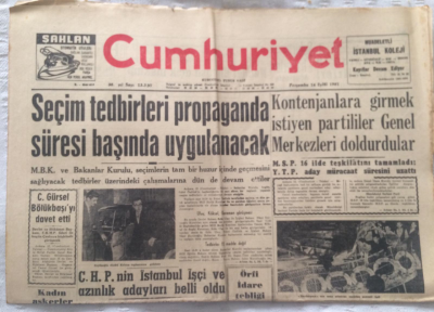 Cumhuriyet Gazetesi 14 Eylül 1961 - Seçim Tedbirleri Propaganda Süresi Başında Uygulanacak - GZ19470 - 1