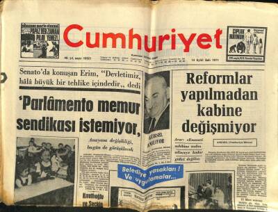Cumhuriyet Gazetesi 14 Eylül 1971 - Reformlar Yapılmadan Kabine Değişmiyor GZ80282 - 1