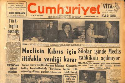 Cumhuriyet Gazetesi 14 Haziran 1956 - NATOnun Askeri Planları - Meclisin Kıbrıs İçin İttifakla Verdiği Karar GZ119798 - 1