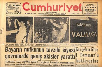 Cumhuriyet Gazetesi 14 Haziran 1957 - Bayarın Nutkunun Tavzihi Siyasi Çevrelerde Geniş Akisler Yarattı GZ119886 - 1