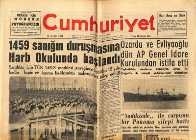 Cumhuriyet Gazetesi 14 Haziran 1963 - 1459 Sanığın Duruşmasına Harp Okulunda Başlandı GZ88023 - 1