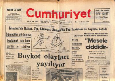 Cumhuriyet Gazetesi 14 Haziran 1968 - OLEYİS , Ankarada 6 Büyük Otelde Grev Yapıyor GZ84990 - 1