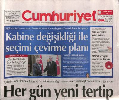 Cumhuriyet Gazetesi 14 Haziran 2019 - Hızır Beyin Mezarına Zİyaret - Körfezde Sabotaj Gerilimi GZ95287 - 1