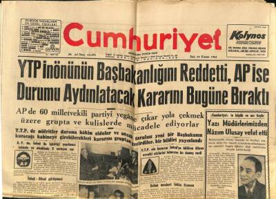 Cumhuriyet Gazetesi 14 Kasım 1961 - Zorlunun Ailesine Yazdığı Son Mektup Açıklandı GZ80298 - 1