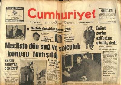 Cumhuriyet Gazetesi 14 Kasım 1964 - Ankara Yolunda Bir Otobüs Kamyonla Çarpıştı 8 Kişi Öldü GZ84956 - 1