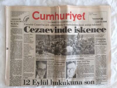 Cumhuriyet Gazetesi 14 Kasım 1991 - Bilge Karasuya Pegasus Ödülü GZ73220 - 1