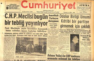Cumhuriyet Gazetesi 14 Mart 1960 - Hrutçef Gripe Tutuldu - Adana Valisi İle CHP Mebusu Arasında Müessif Bir Hadise GZ120014 - 1