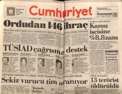 Cumhuriyet Gazetesi 14 Mart 1990 - Hava Kuvvetlerindeki İrtica Sızmalarının Daha Çok Yer Sınıflarına Olduğu Belirlendi GZ72219 - 2