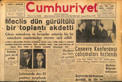 Cumhuriyet Gazetesi 14 Mayıs 1959 - Cenevre Konferansı Çalışmaları Hızlandı - Menderes Dün Zorlu İle Görüştü GZ120089 - 1