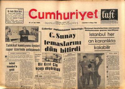 Cumhuriyet Gazetesi 14 Mayıs 1966 - Bayarın Hapis Cezası Dördüncü Defa Ertelendi - İstanbul Her An Karanlıkta Kalabilir GZ98068 - 1