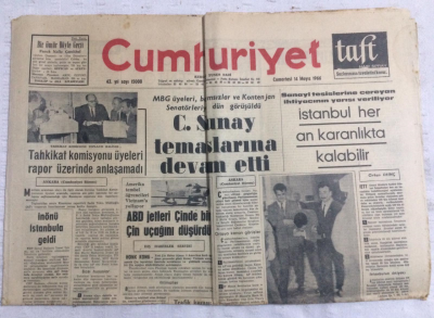 Cumhuriyet Gazetesi 14 Mayıs 1966 - İstanbul Her An Karanlıkta Kalabilir - GZ19213 - 1